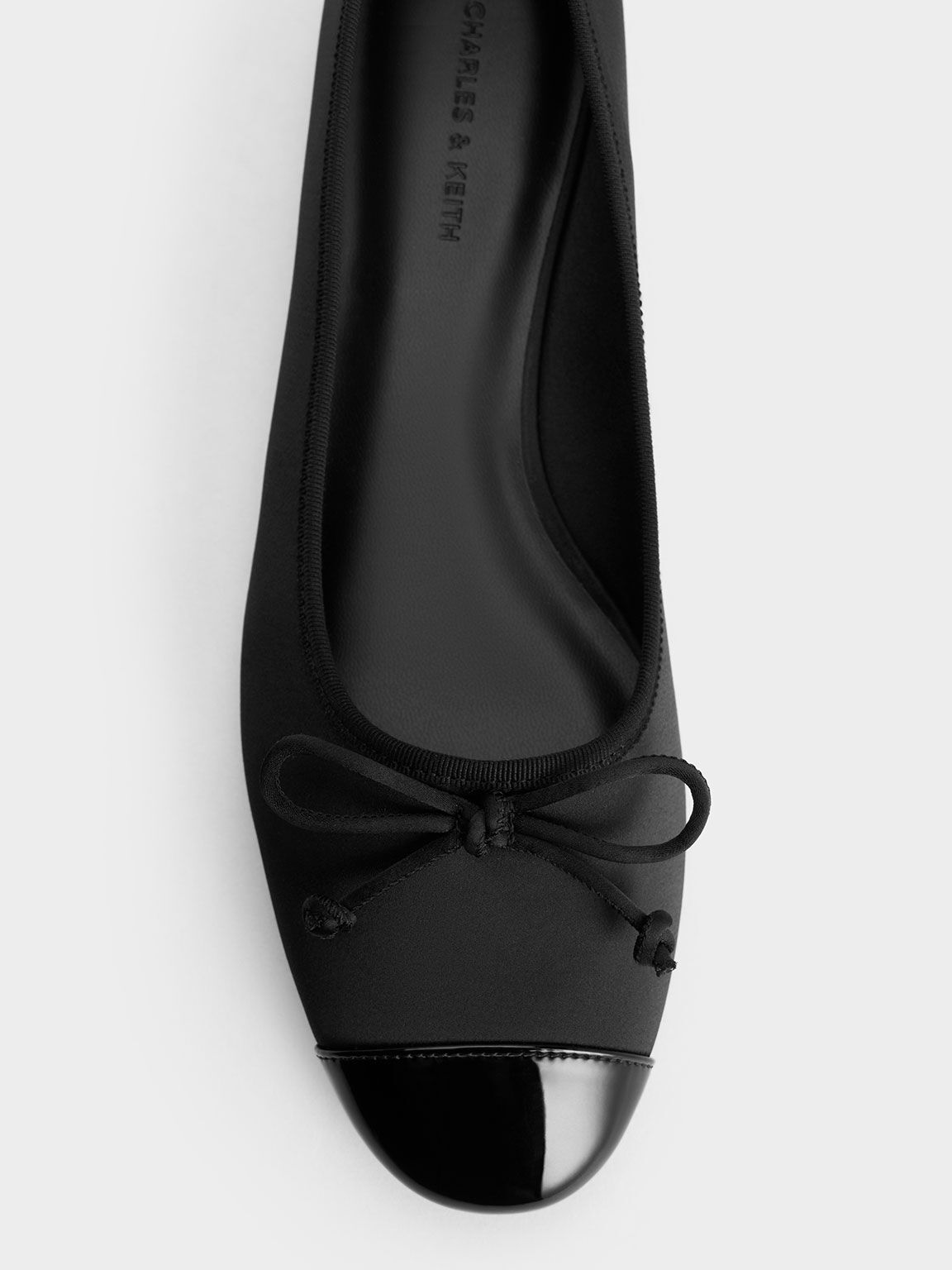 Recycled Polyester Bow Ballet Flats - Black Textured