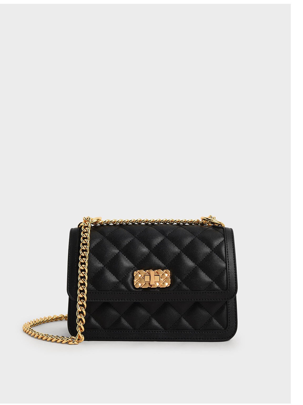 Black Micaela Quilted Chain Bag CHARLES  KEITH PH