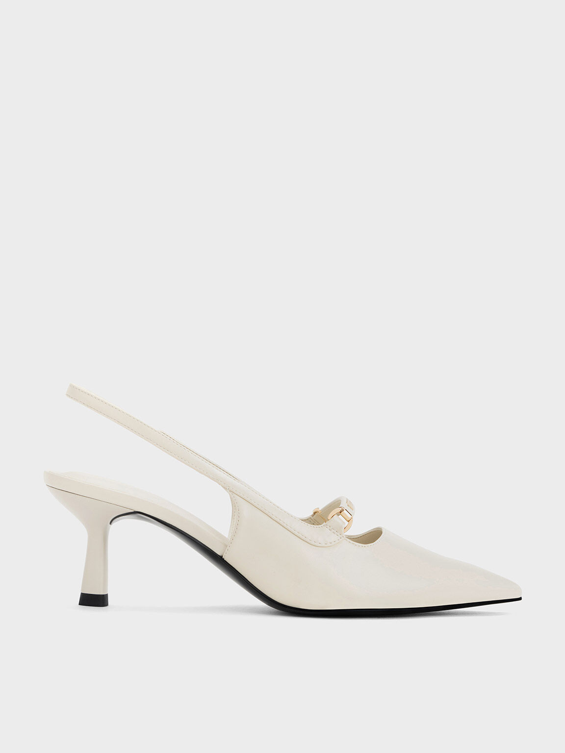 Metallic Accent Slingback Pumps, Cream, hi-res