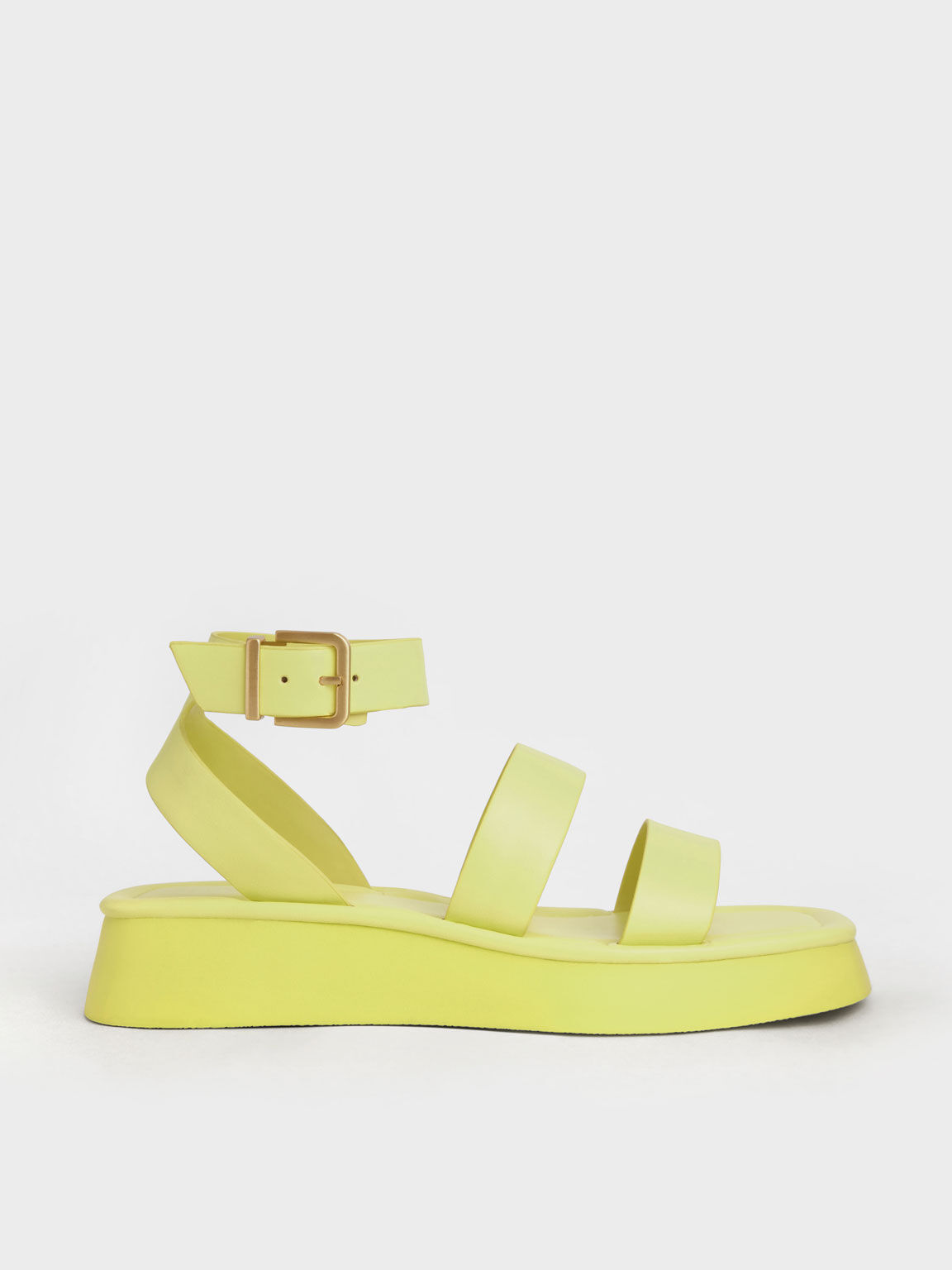 Yellow Square Toe Ankle-Strap Sandals - CHARLES & KEITH PH