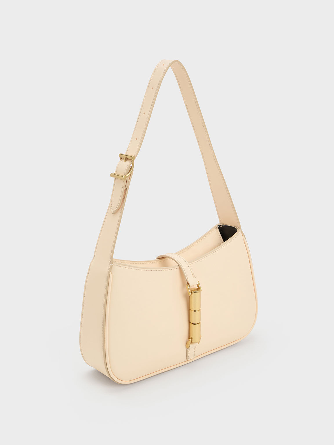 Taupe Cesia Metallic Accent Shoulder Bag - CHARLES & KEITH US