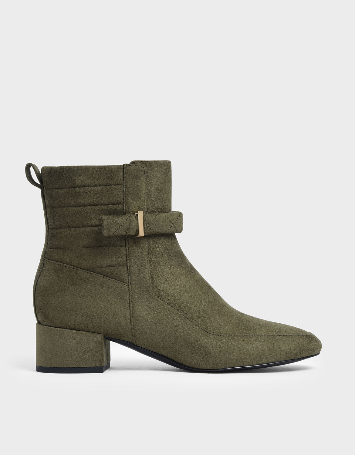 Textured Zip-Up Chunky Heel Ankle Boots 