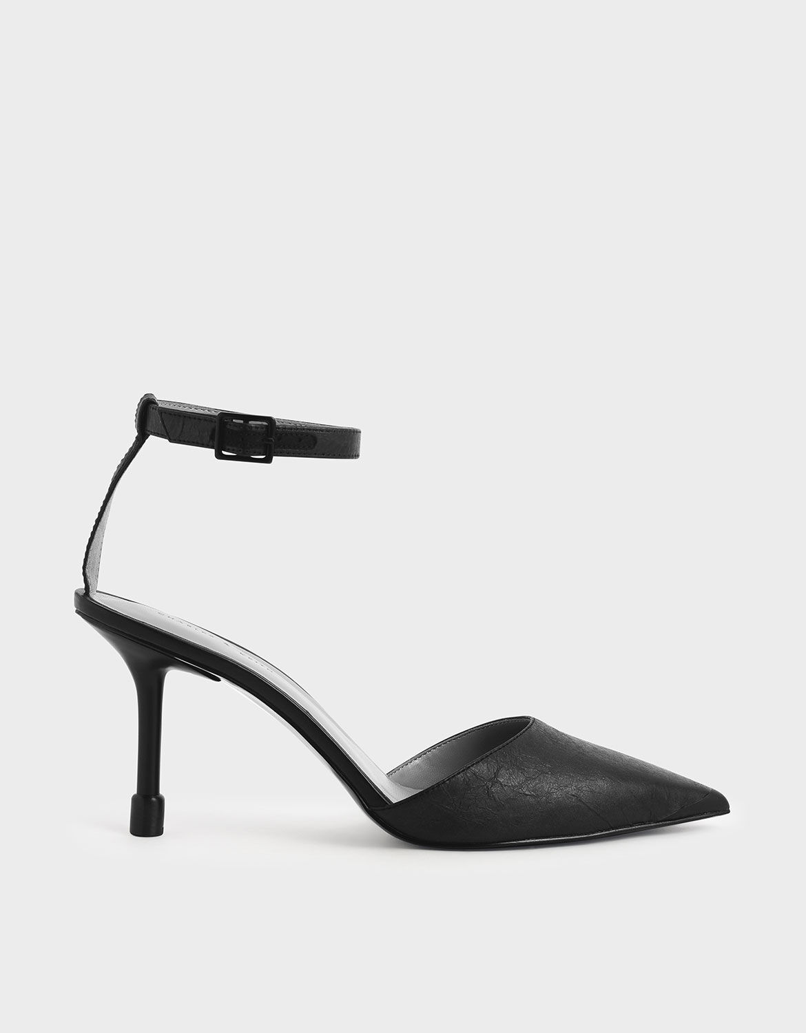 Black Ankle Strap Pointed Toe Pumps 