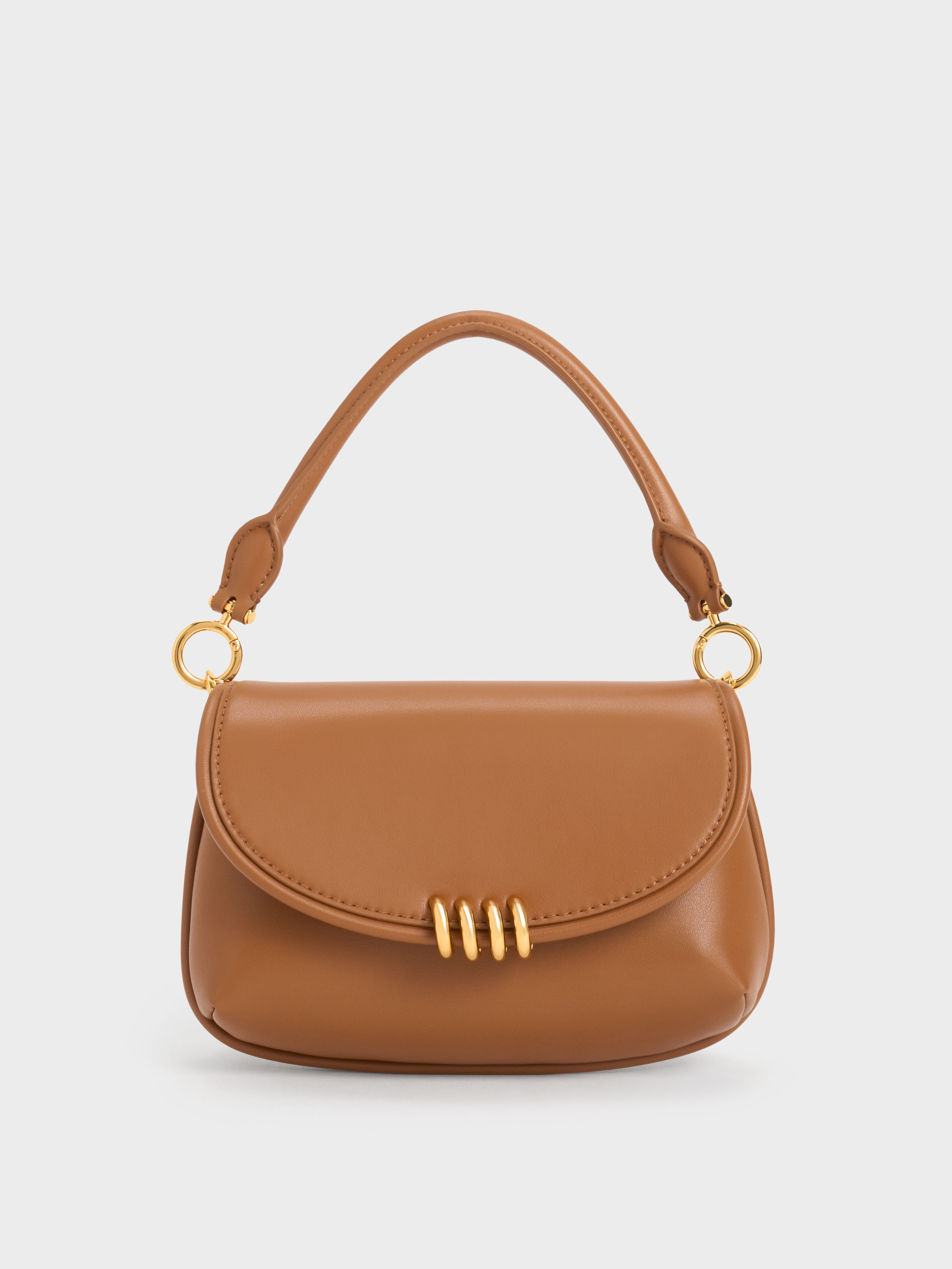 Chocolate Chain Handle Shoulder Bag - CHARLES & KEITH US