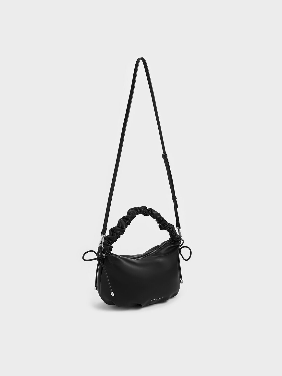 Bolso hobo Maisy con asa fruncida, Noir, hi-res