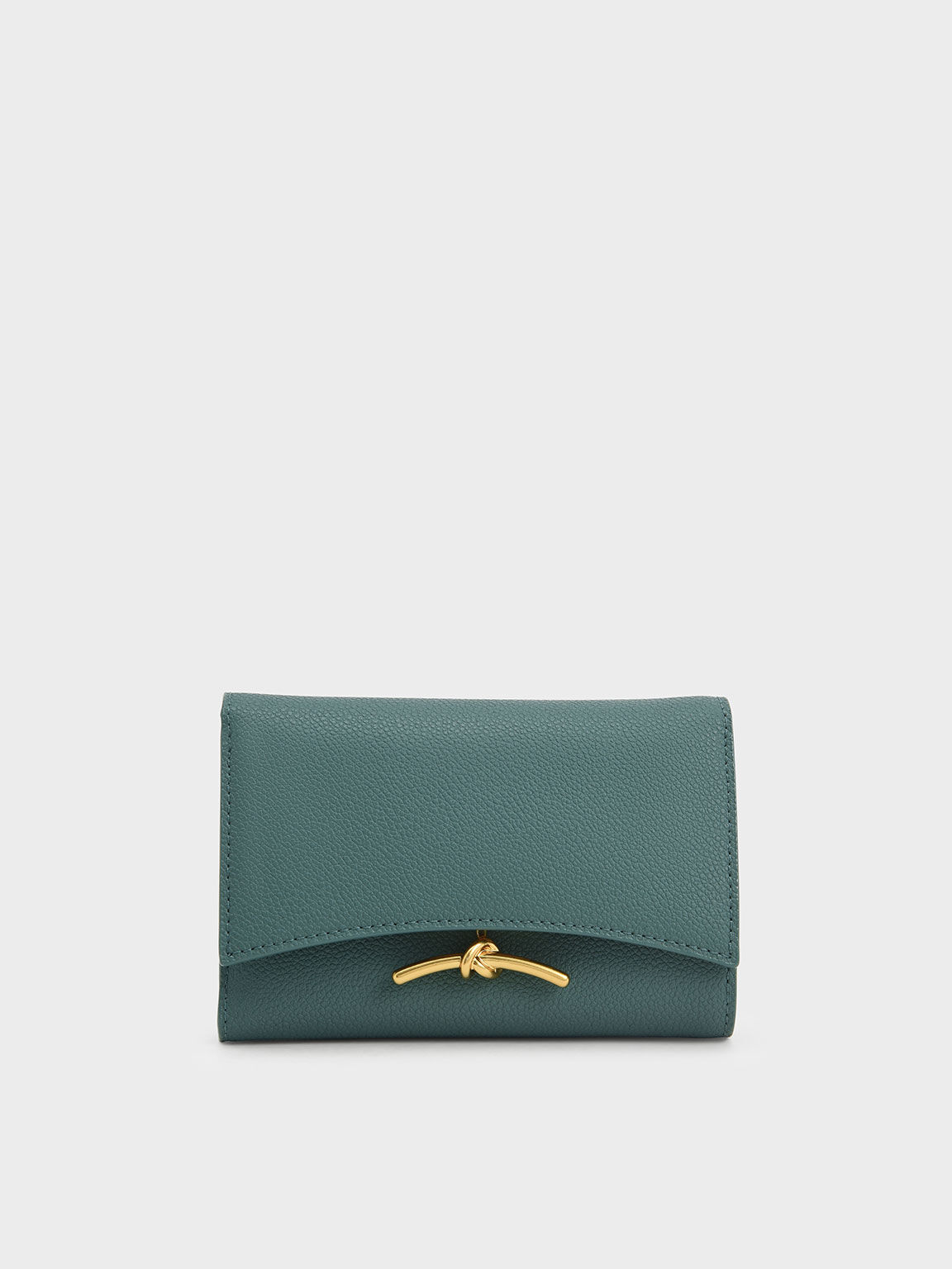 Teal Huxley Metallic-Accent Front Flap Wallet - CHARLES & KEITH US