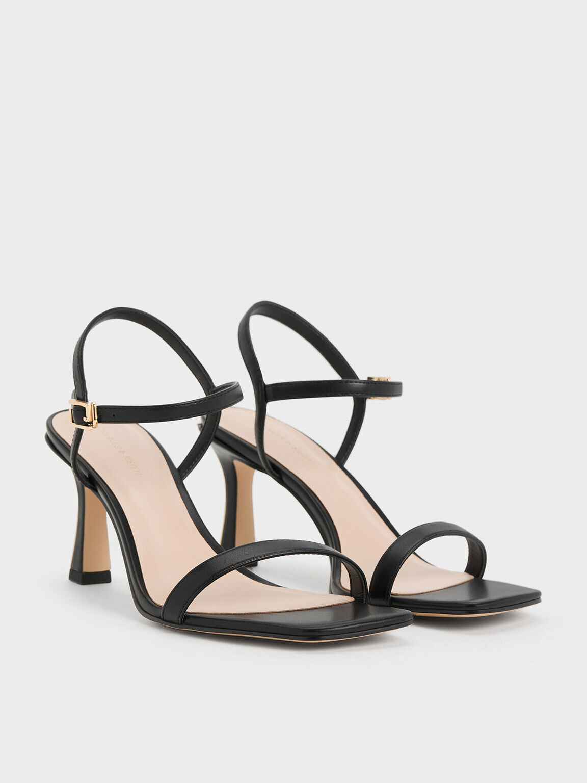 Selene Flower-Buckle Strappy Sandals - Black