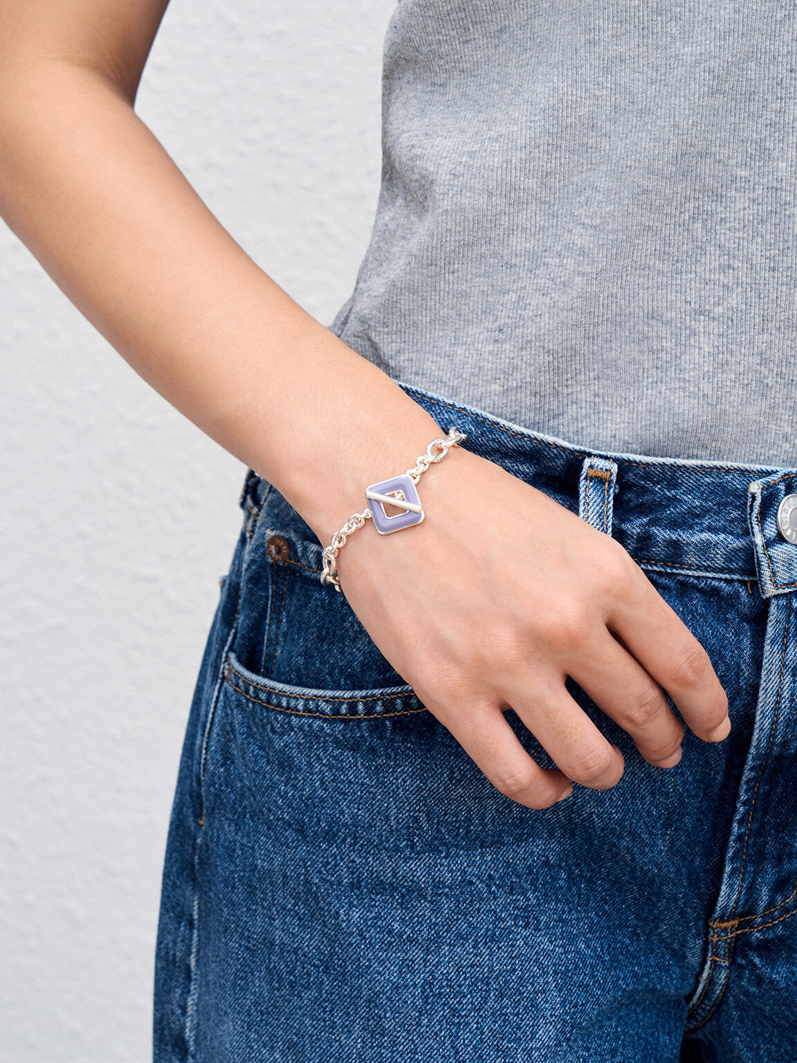 Ellowyn Square Chain-Link Bracelet, Lilac, hi-res