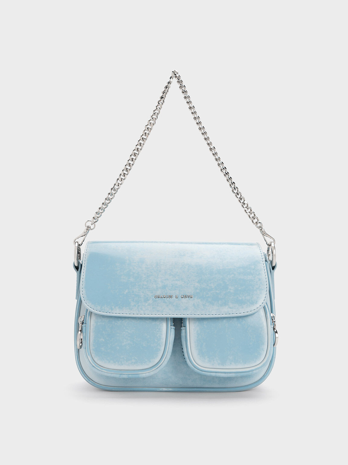 Light Blue Letitia Front Flap Crossbody Bag - CHARLES & KEITH TW