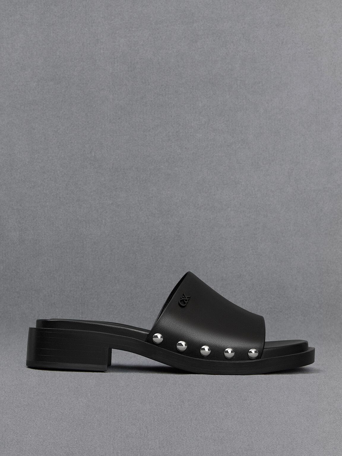 Black slides cheap with silver studs