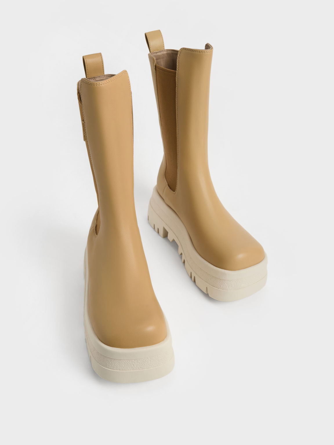 Sand Rainier Platform Chelsea Boots - CHARLES & KEITH US