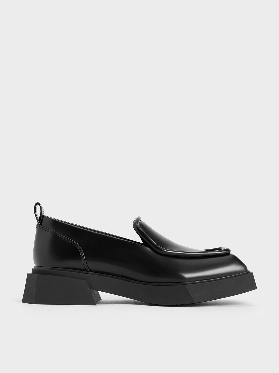 Lorde Geometric Square-Toe Loafers, Black Box, hi-res