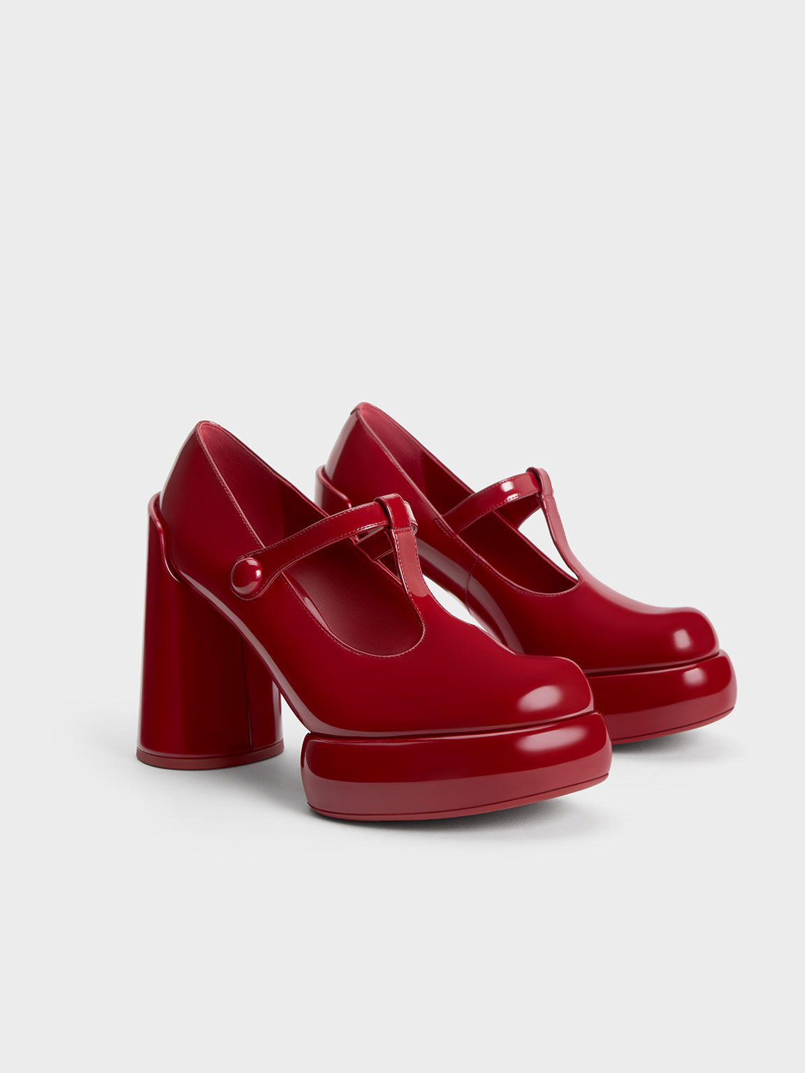 Darcy Patent T-Bar Platform Mary Janes - Red