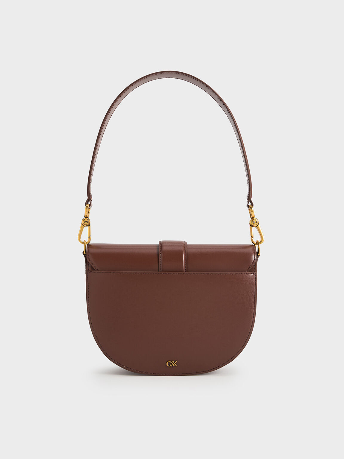 Gabine Leather Saddle Bag, Dark Brown, hi-res