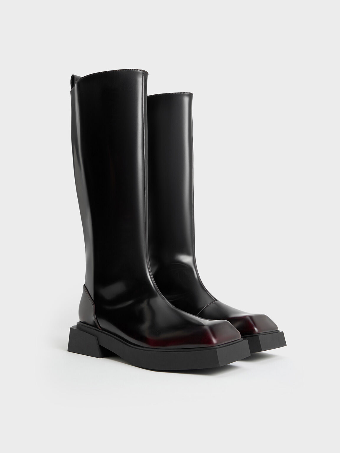 Lorde Square-Toe Knee-High Boots, Burgundy, hi-res