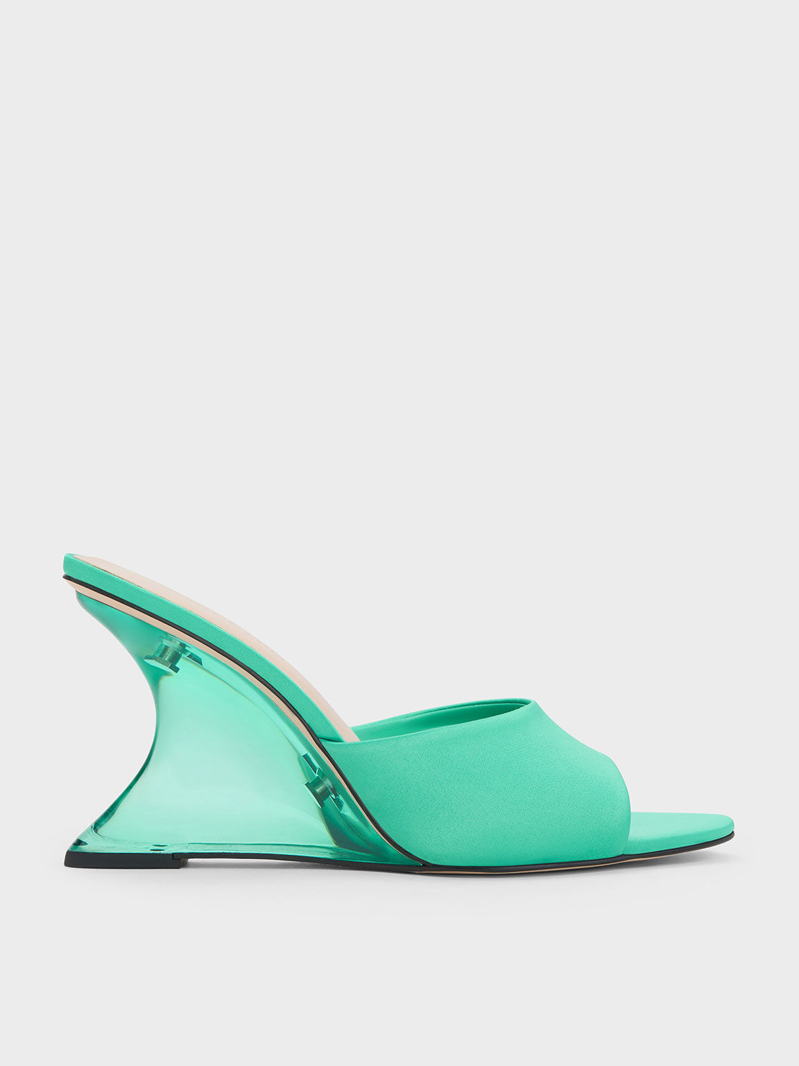 Turquo Recycled Polyester Sculptural Heel Wedges - CHARLES & KEITH US