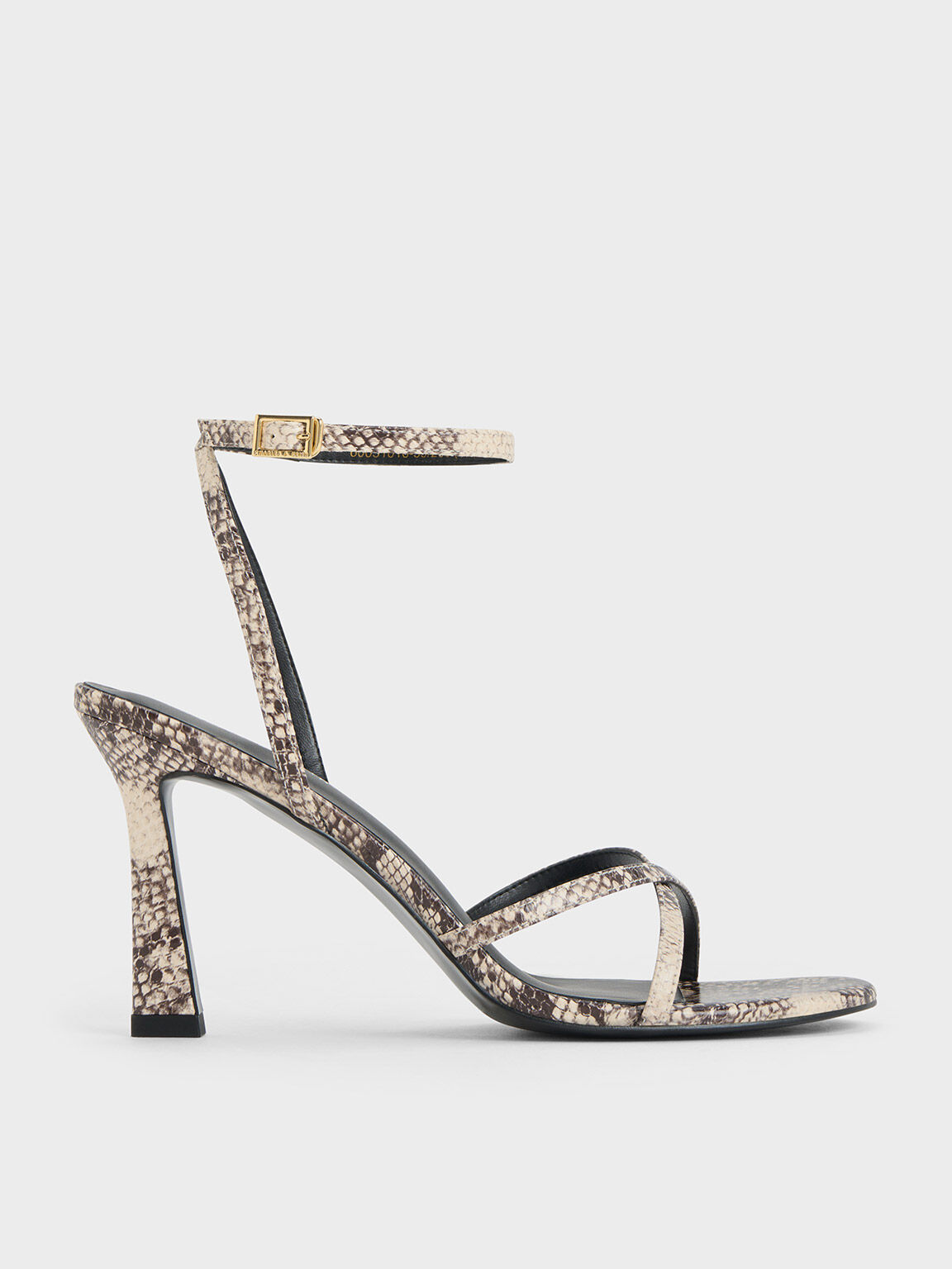 Snake-Print Crossover-Strap Heeled Sandals, Animal Print Natural, hi-res