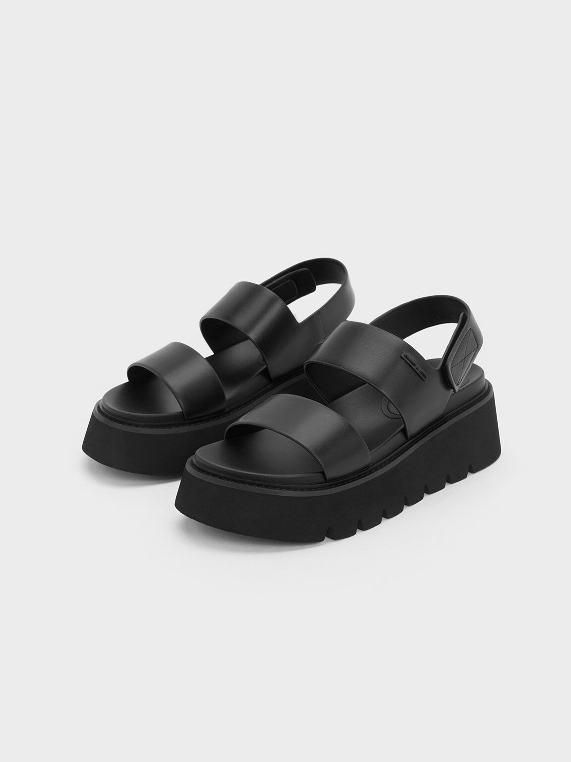 Black Jadis Chunky Flatform Sandals - CHARLES & KEITH US