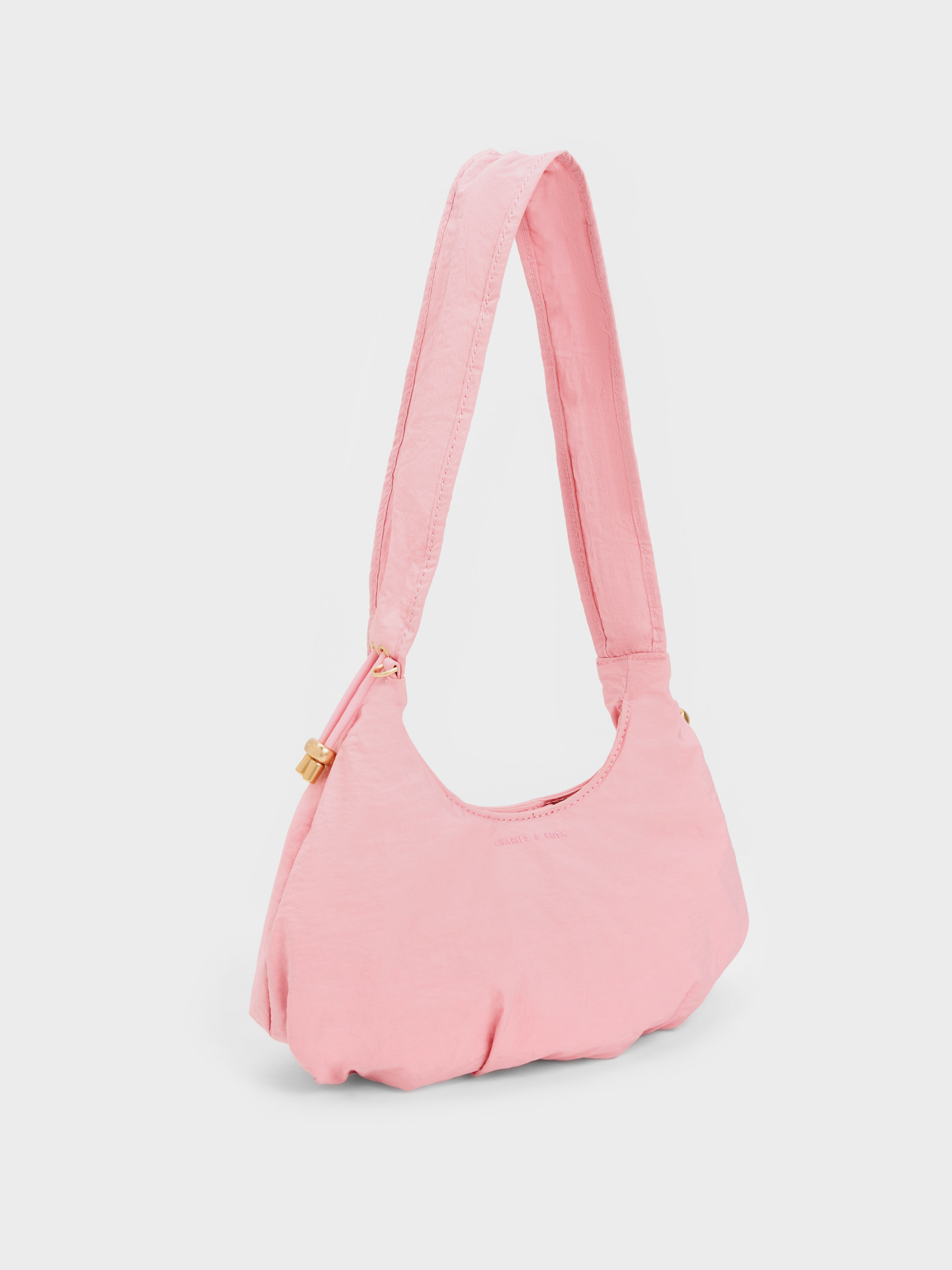 Maisy Ruched Nylon Bag, Pink, hi-res