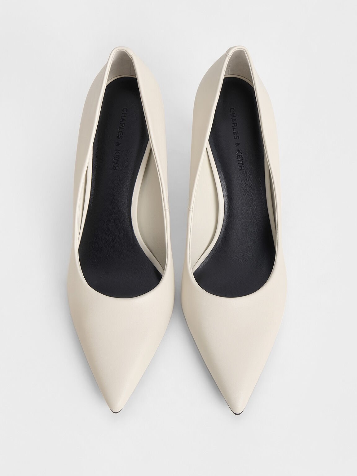 Pearl-Heel Pointed-Toe Pumps, Chalk, hi-res