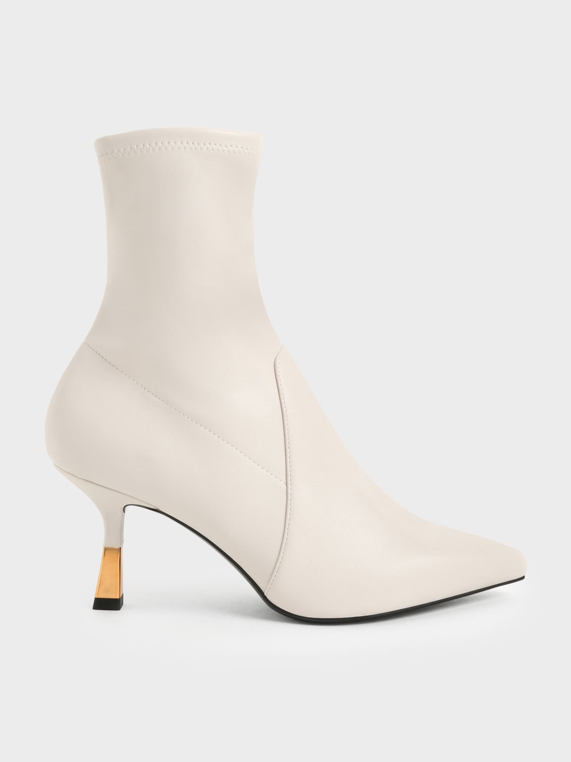 Chalk Kitten Heel Ankle Boots - CHARLES & KEITH US