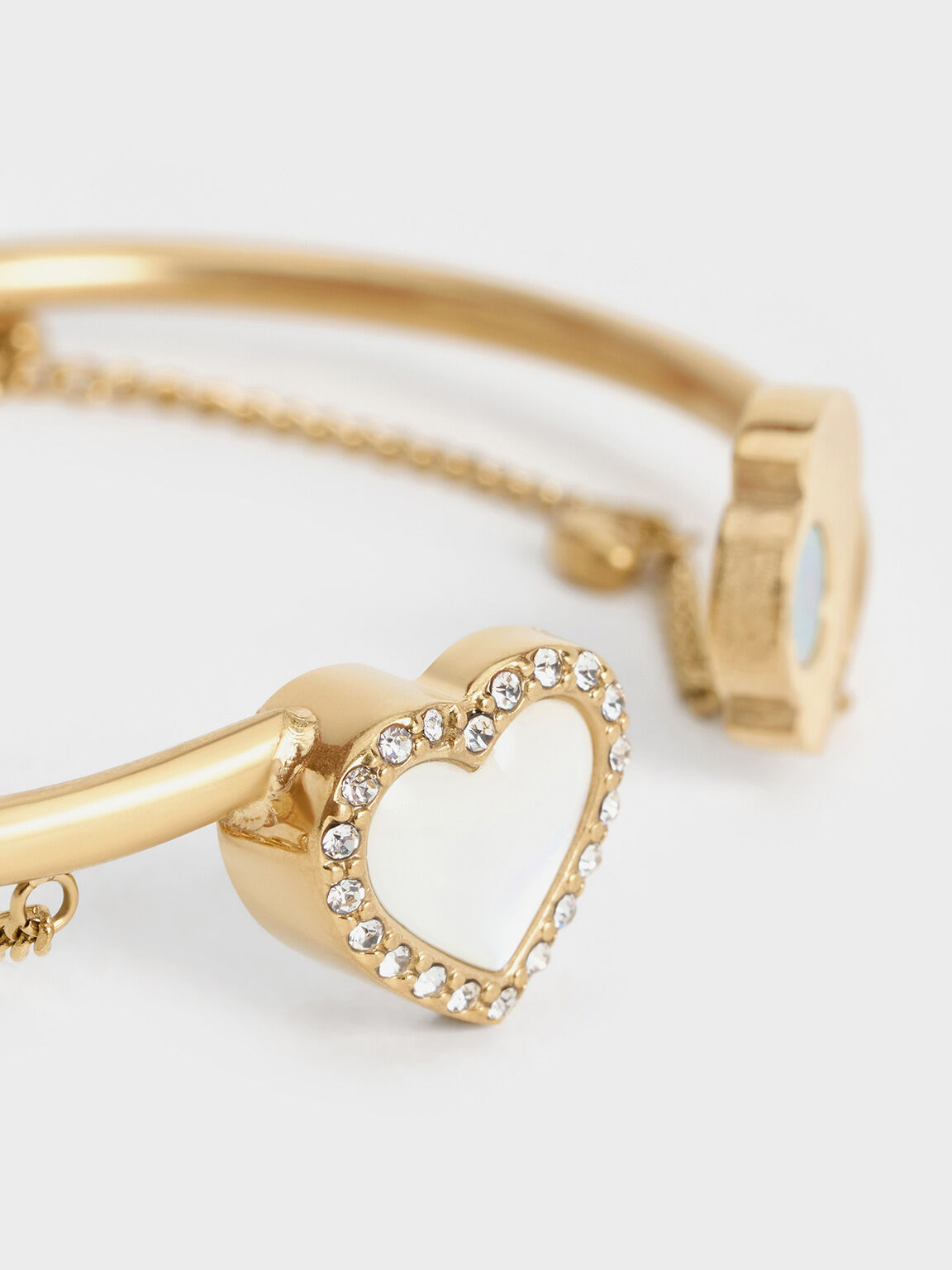 Annalise Crystal Heart-Stone Cuff Bangle, Brush Gold, hi-res