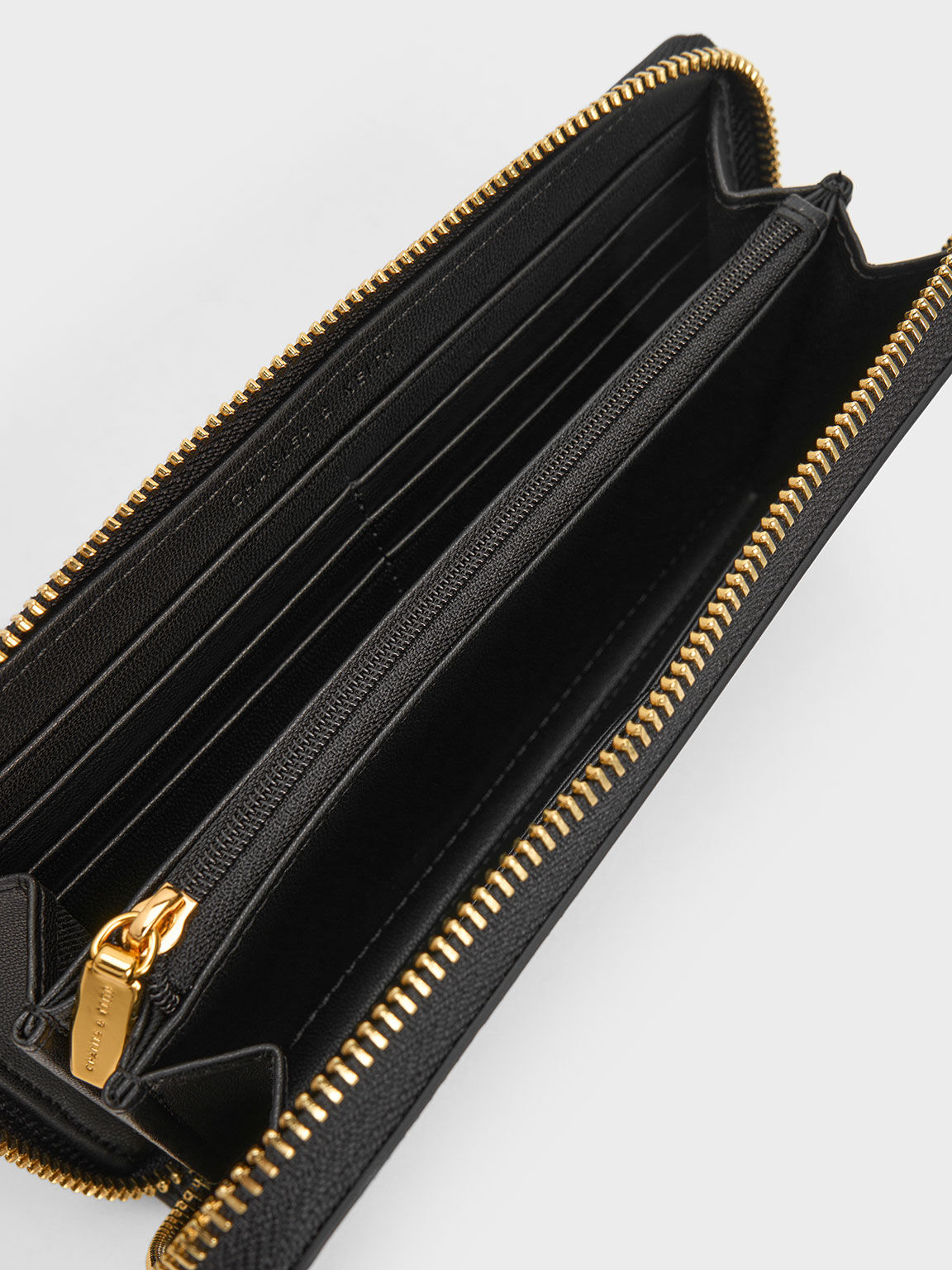 Embossed Zipped Wallet Black