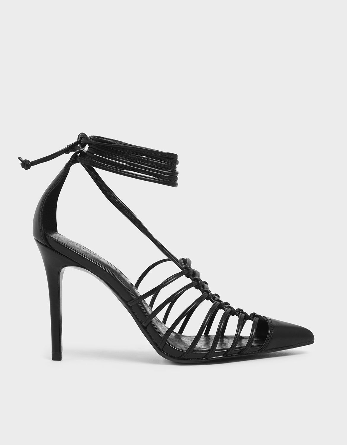 black wrap up heels
