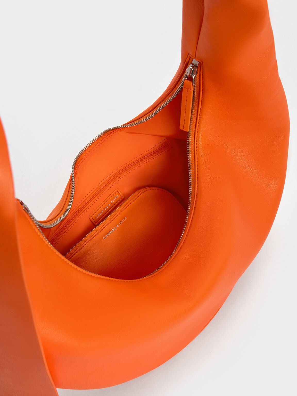 Orange Toni Knotted Curved Hobo Bag - CHARLES & KEITH US