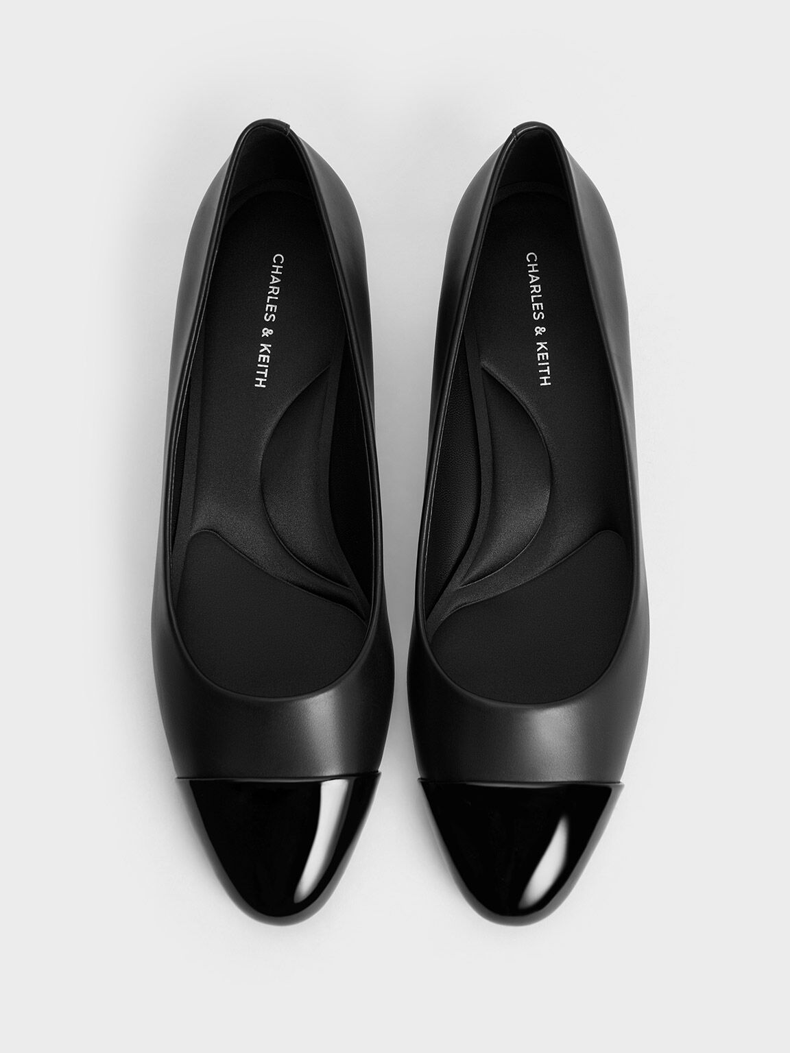 Patent Contrast Cap-Toe Pumps, Black, hi-res