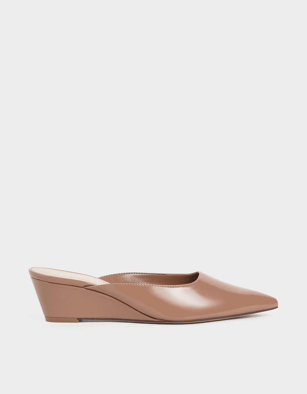 nude patent wedge