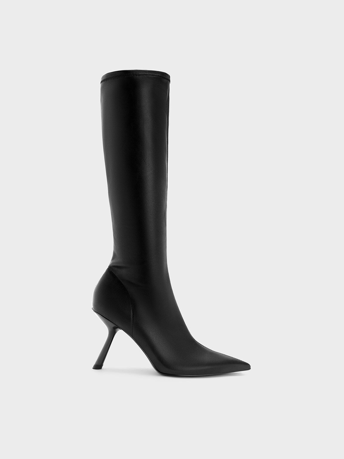 Jimmy Choo Black Leather Round Toe Side Zip High Heel Knee Women's Boots  37.5 | eBay