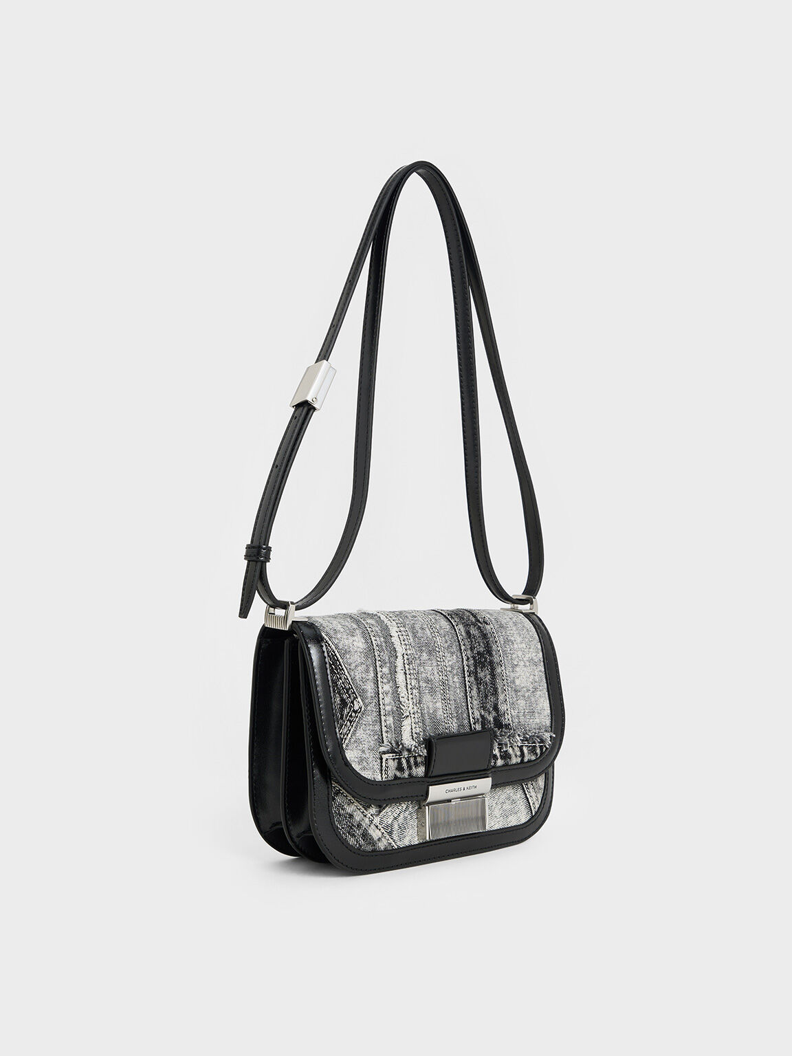 Charlot Patchwork Denim Bag, Noir, hi-res