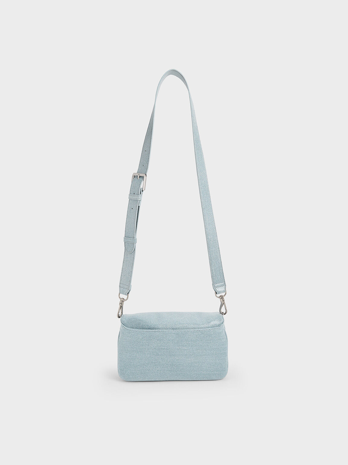 Bolso Caia de denim con solapa delantera, Azul mezclilla, hi-res