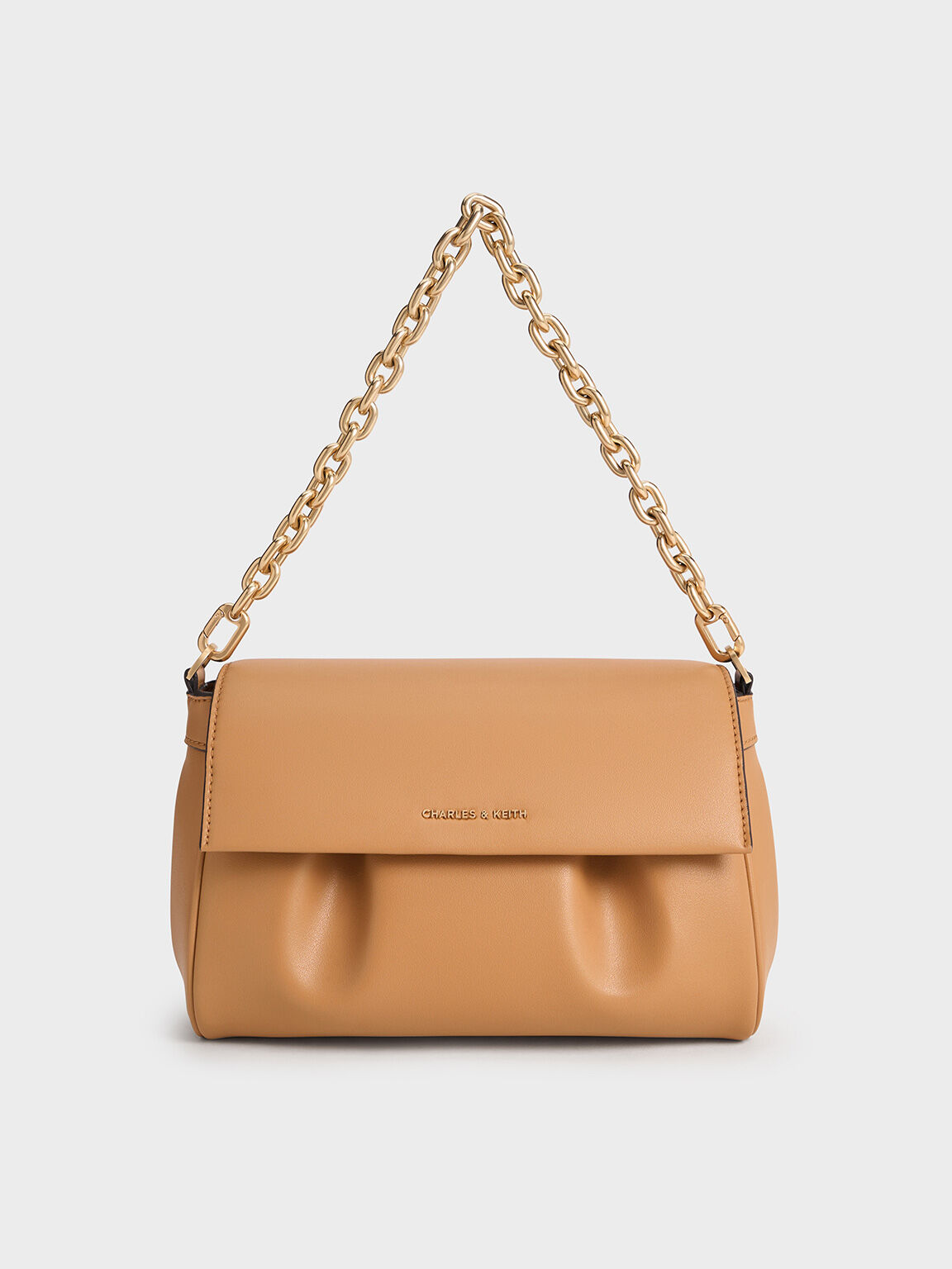 Calla Front Flap Chain-Handle Bag, Toffee, hi-res