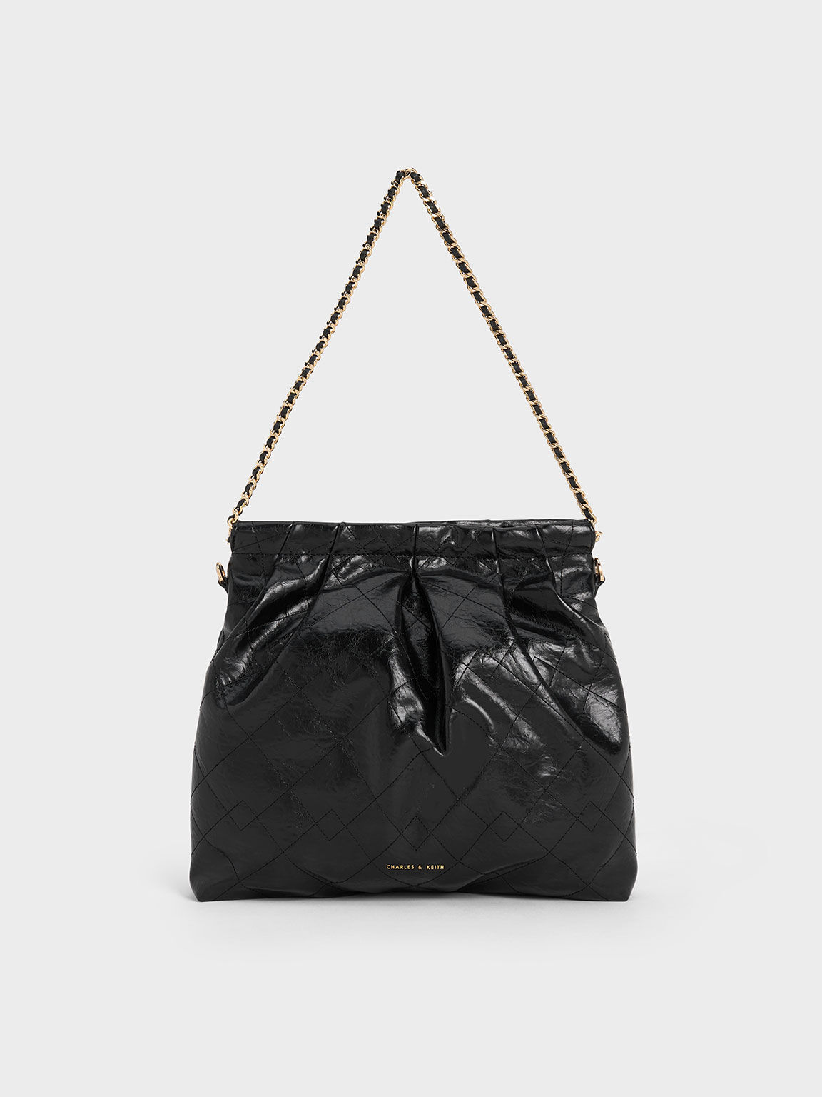 Duo Double Chain Hobo Bag - Black