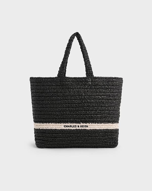 Women's Noir Large Kay Canvas Tote Bag - CHARLES & KEITH