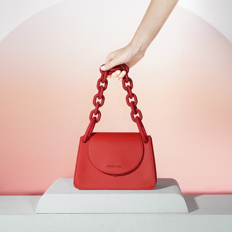 charles & keith red bag