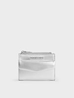 Silver Rachel Metallic Front-Pocket Top-Zip Wallet - CHARLES & KEITH