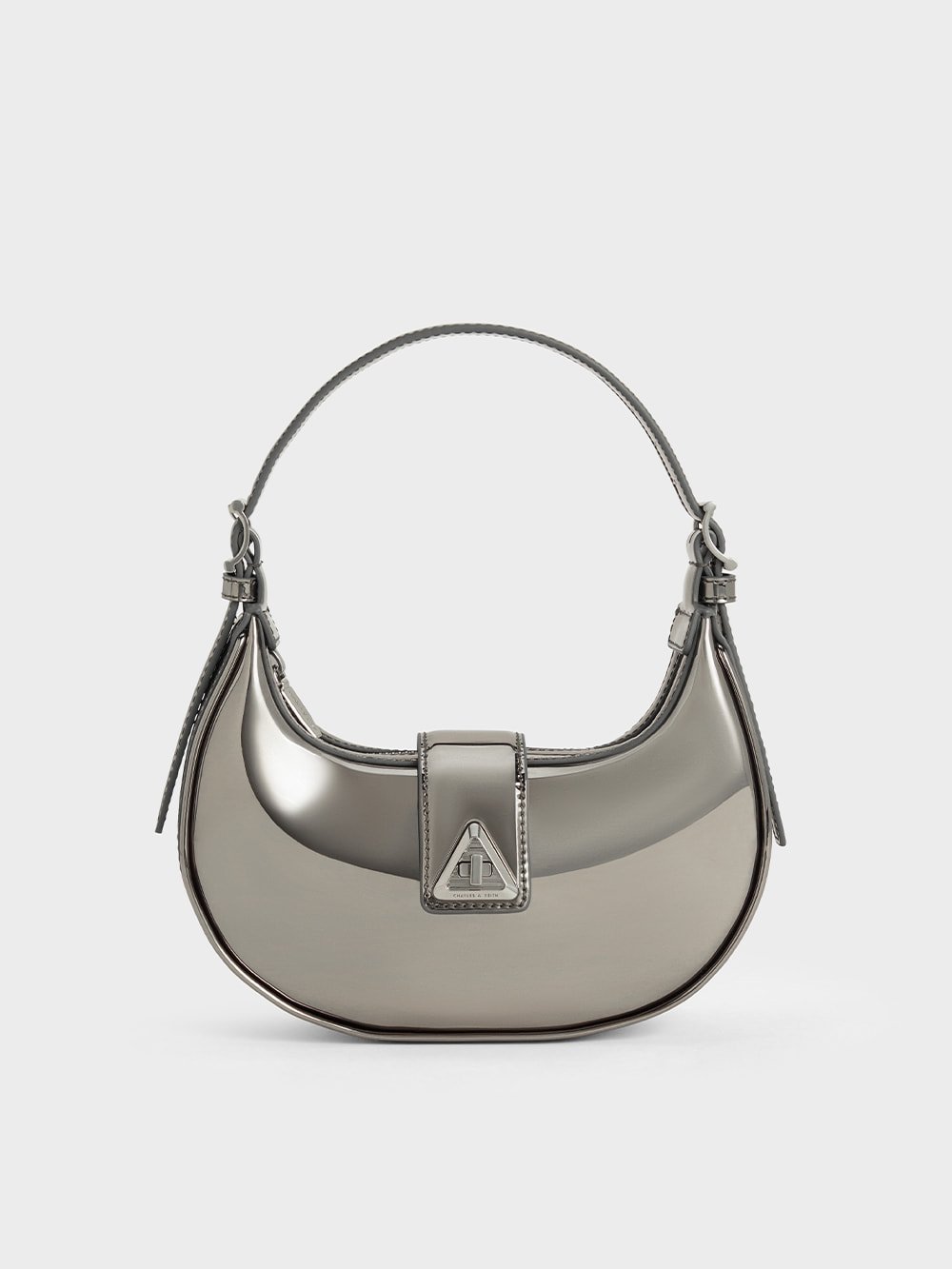 Women’s Pewter Trice Metallic Accent Belted Shoulder Bag - CHARLES & KEITH