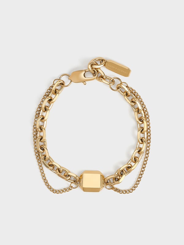 Gold Keziah Double Chain-Link Bracelet - CHARLES & KEITH