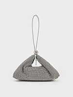 Women's Silver Crystal-Embellished Two-Way Bag - CHARLES & KEITH