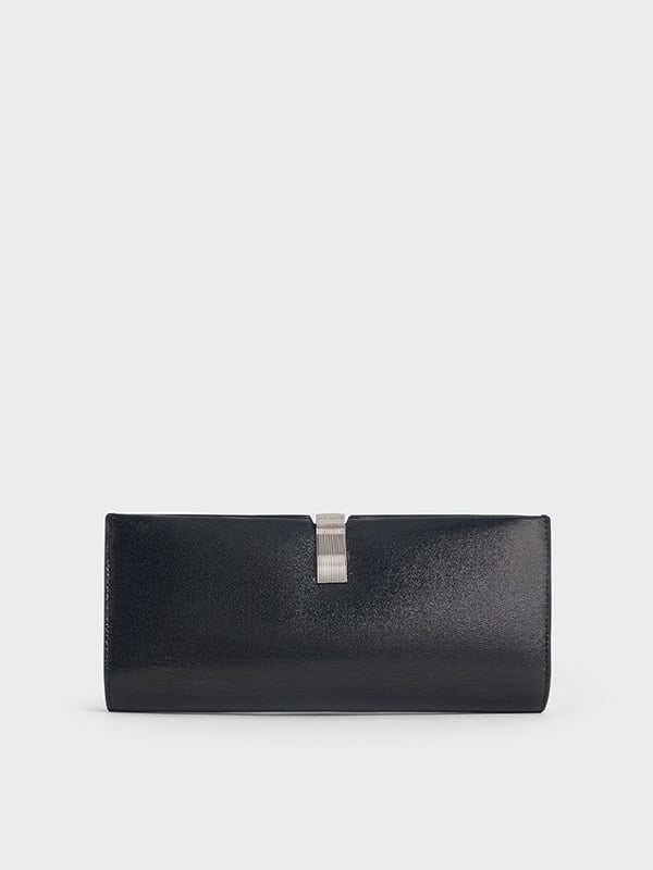 Noir Wisteria Patent Accent-Accent Clutch - CHARLES & KEITH