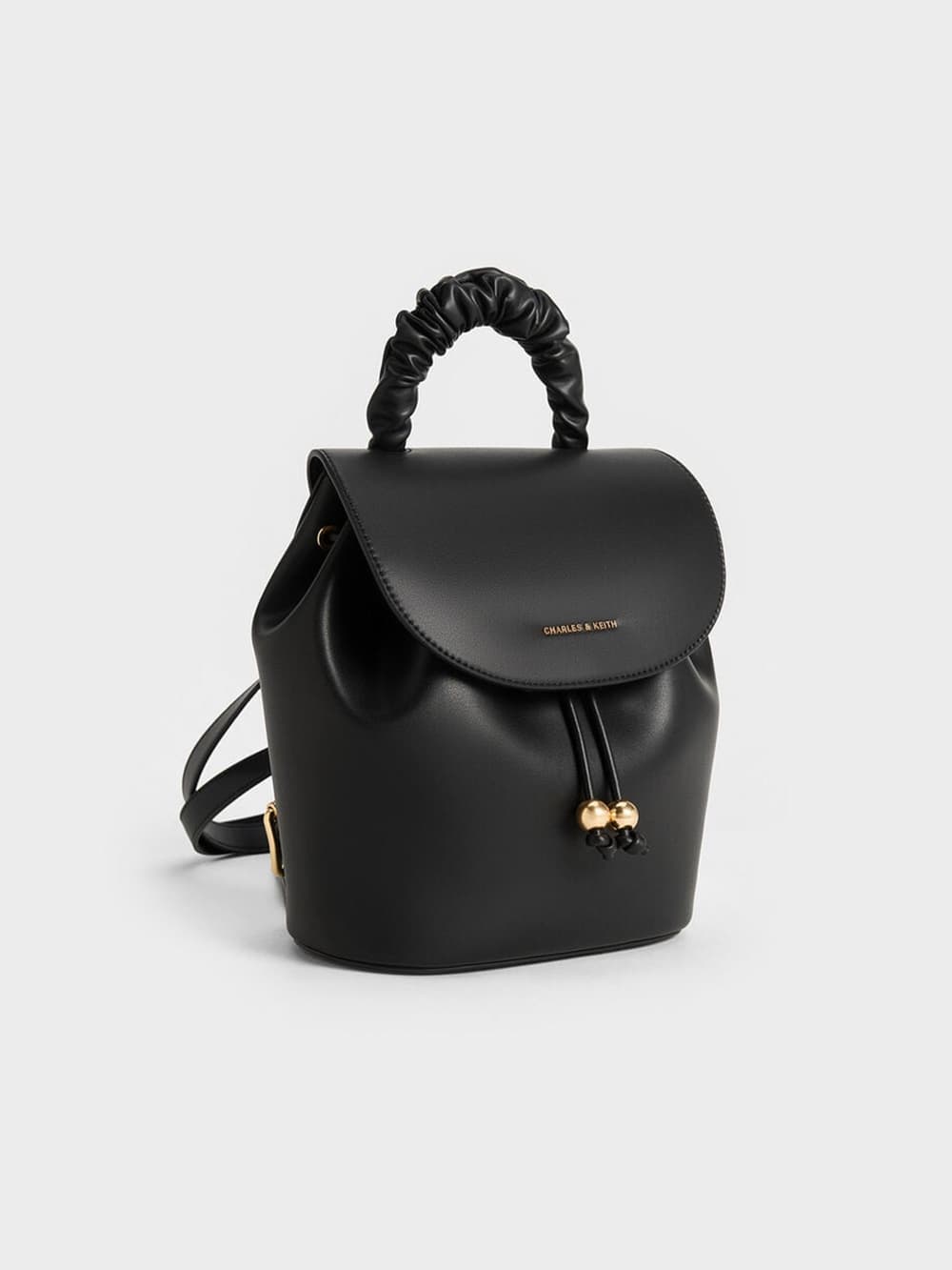 Women’s Black Eve Ruched-Handle Backpack - CHARLES & KEITH