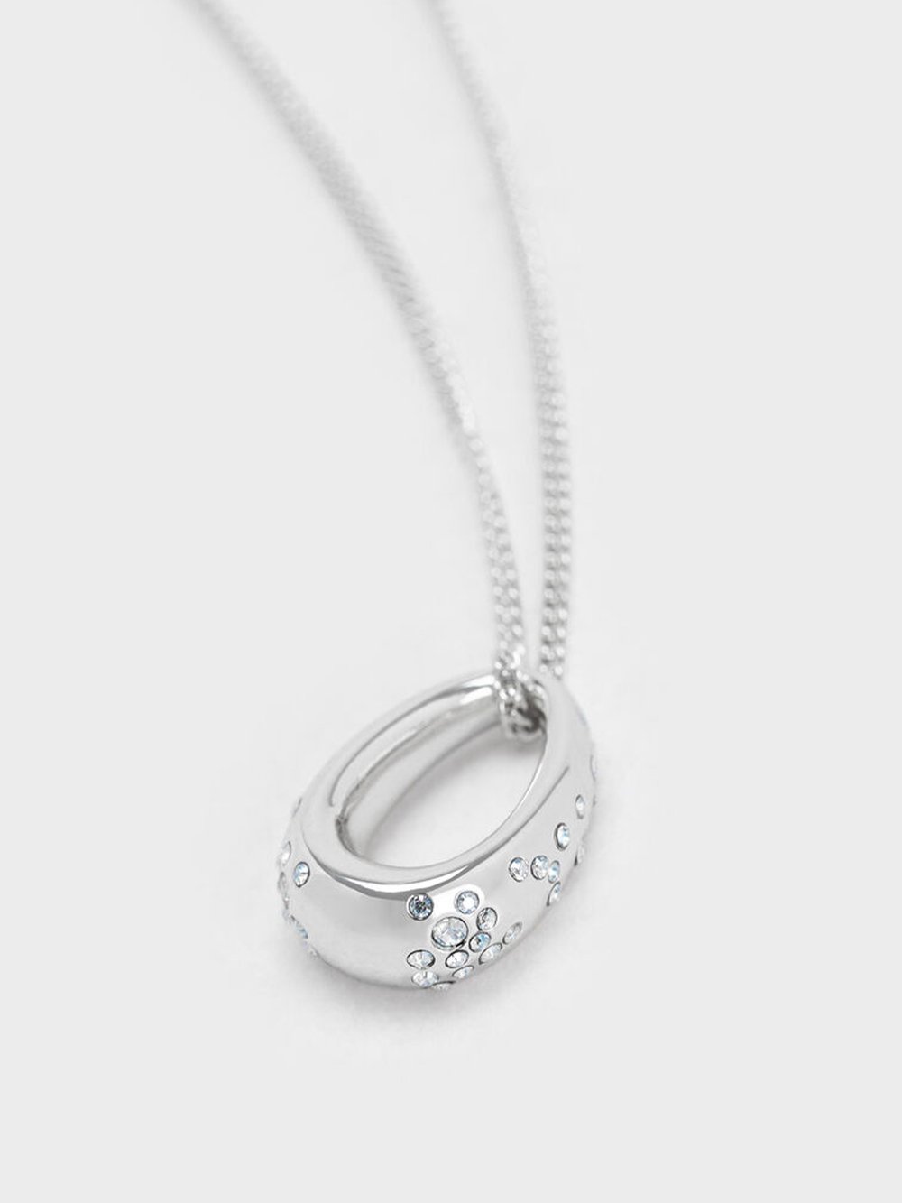 Women’s Silver Reverie Crystal Teardrop Necklace - CHARLES & KEITH