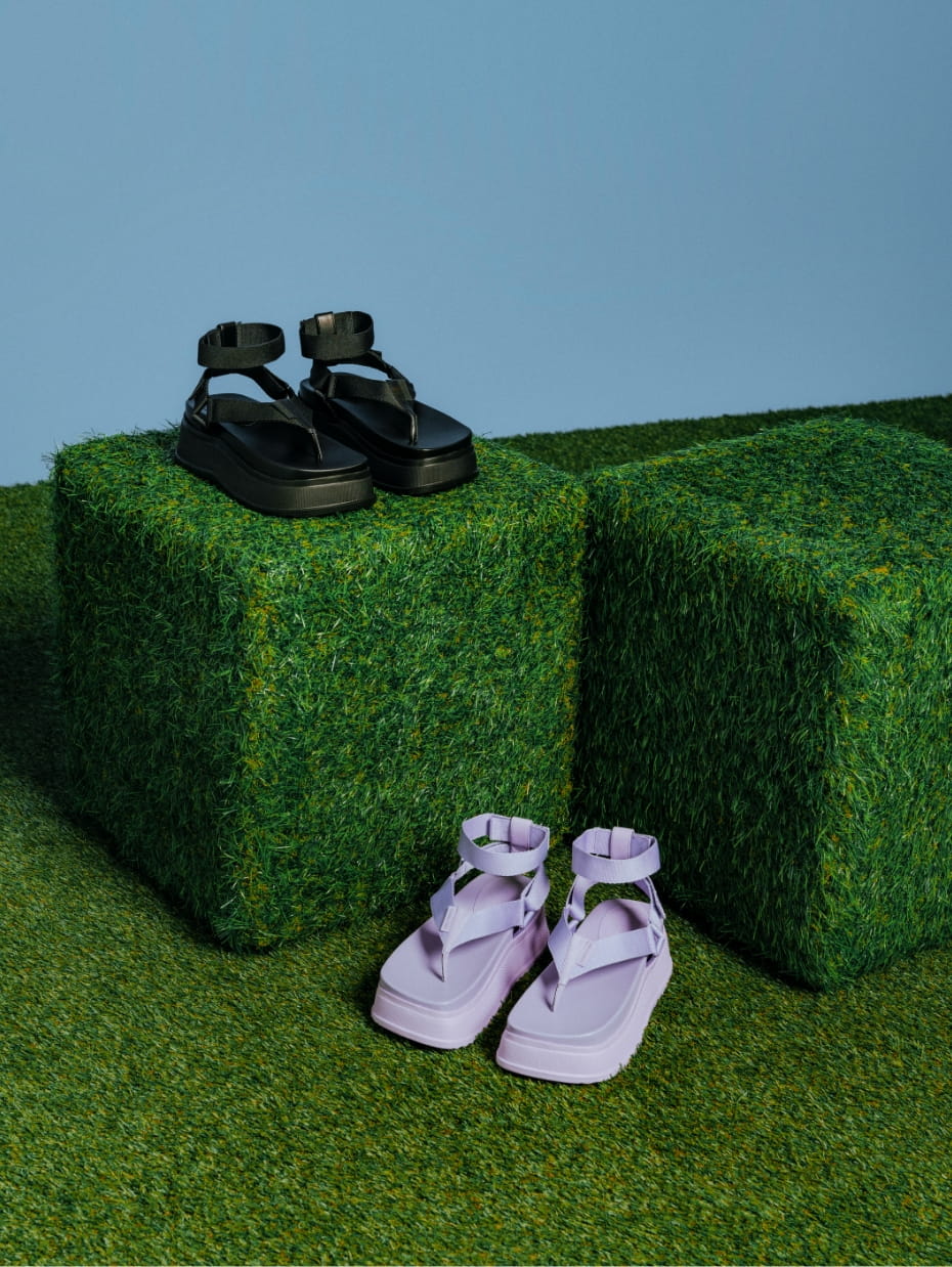 Blue Joss Ankle-Strap Flatform Thong Sandals - CHARLES & KEITH ES