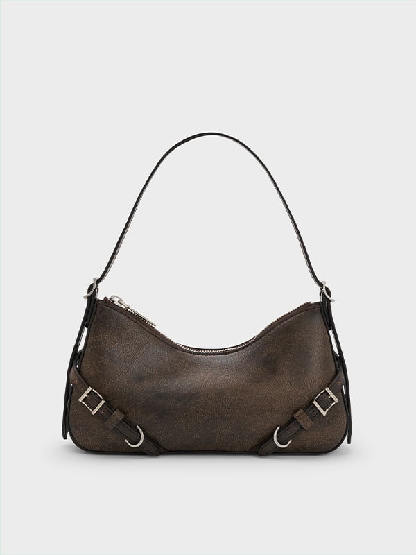 Women's Dark Brown Sloane Shoulder Bag - CHARLES & KEITH