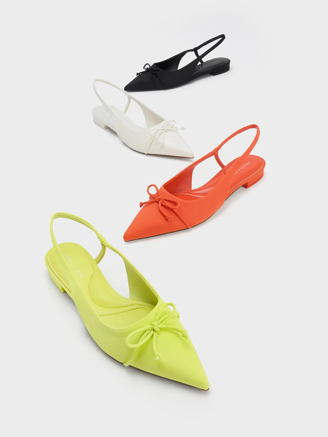 Women’s bow pointed-toe slingback ballerinas - CHARLES & KEITH