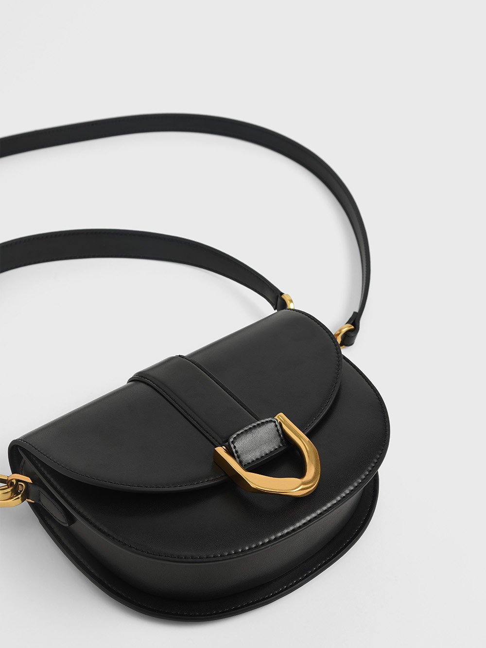 Women’s Black Gabine Saddle Bag - CHARLES & KEITH