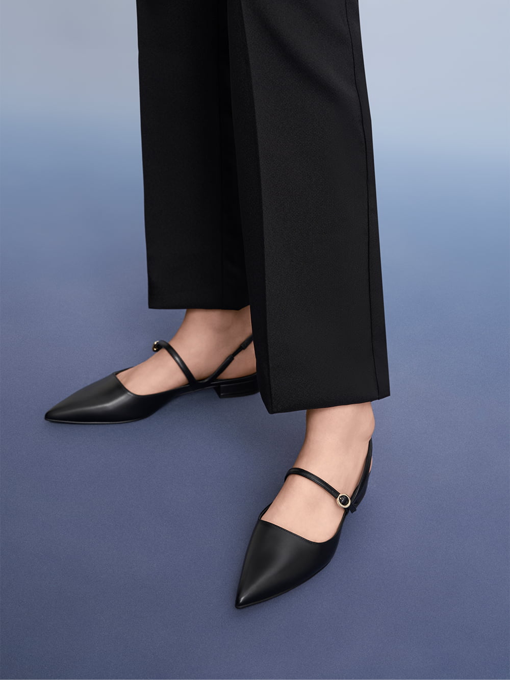 Women’s Black Slingback Mary Jane Flats - CHARLES & KEITH